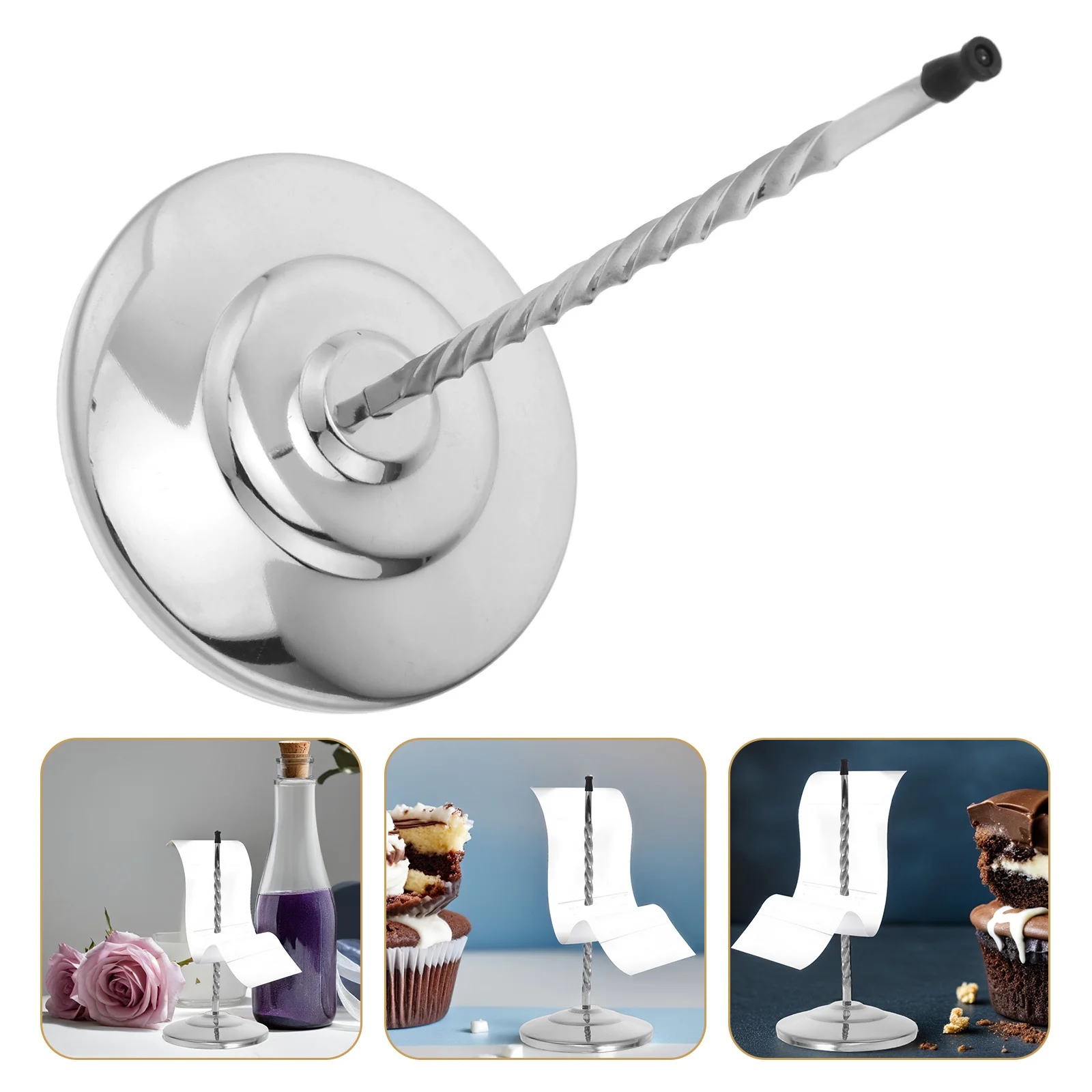 

Bill Holder Spike Stainless Steel Ticket Rack Compact Space Saving Base for Food Order Receipts in Cafes Bars Retail Stores