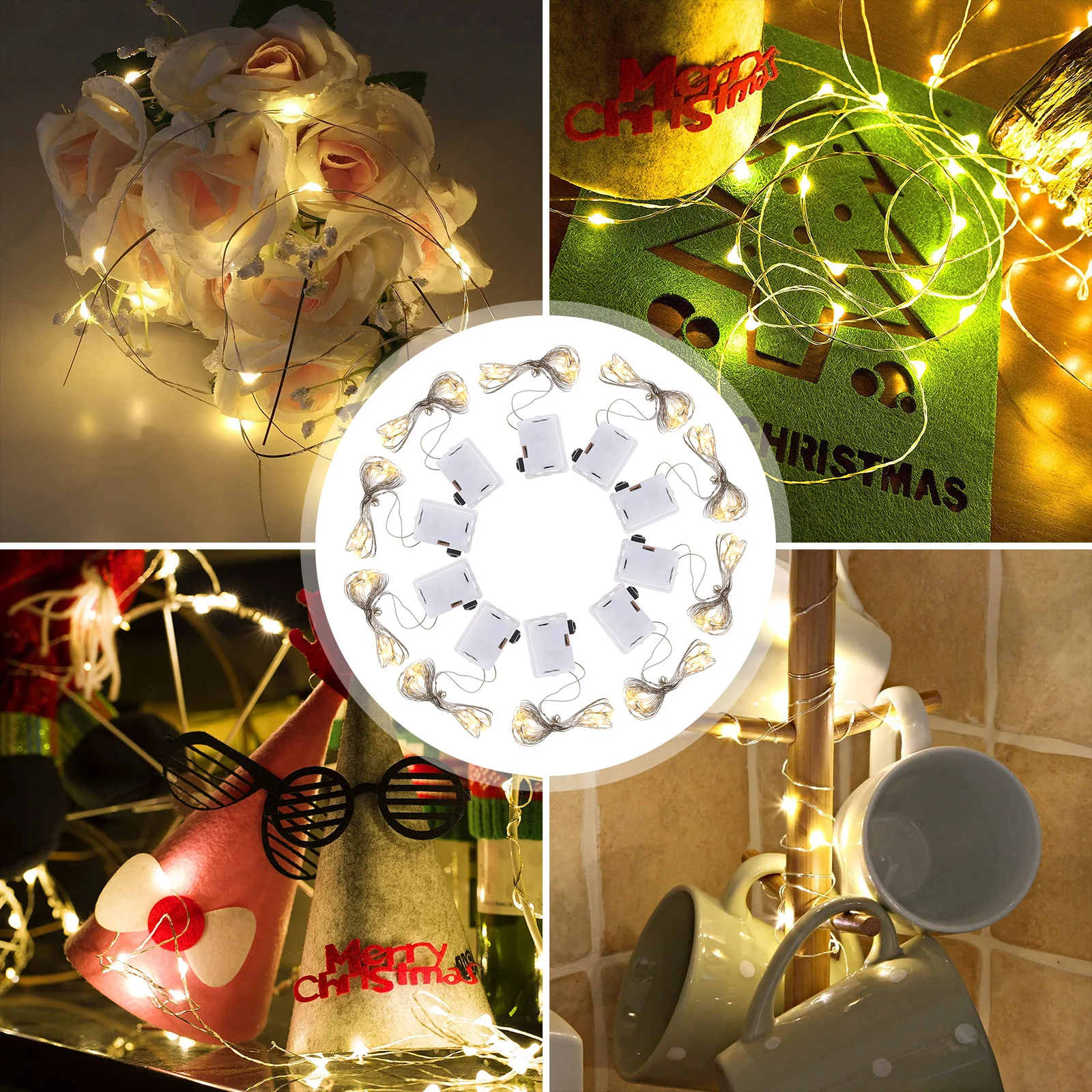 LED Cake Topper with String Lights Warm Lighting Chain Decor for Birthday Shower Wedding Royal Theme Parties Creative