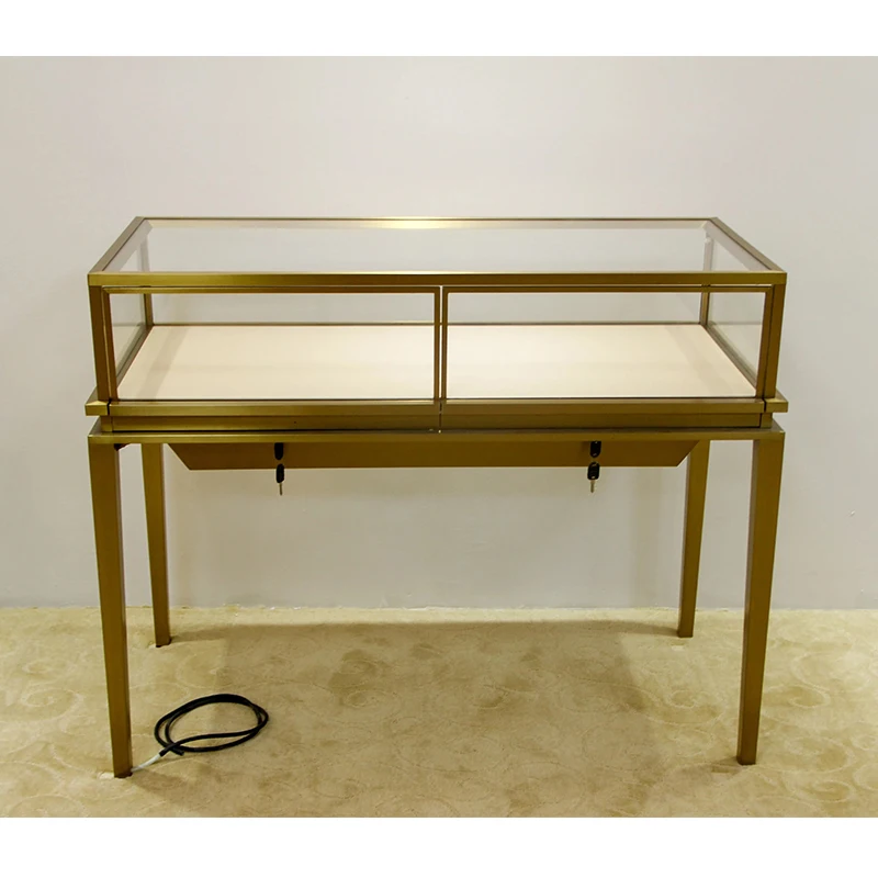 customized.Luxury Jewelry Shop Showcases Furniture Glass Display Table With Drawers Electroplated Cabinet Retail Store Jewelry S