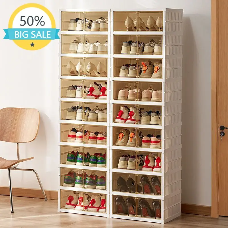 

High Capacity Shoe Cabinet Dust-proof Storage Shoe Rack Living Room Home Furniture Shoe Shelf Transparent Portable Folding Box