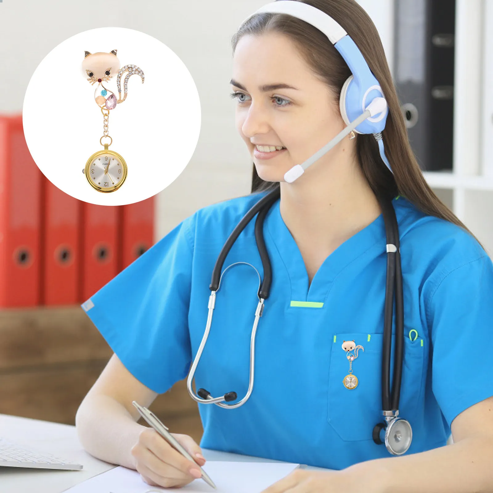 

1Pcs Nurse Brooch Pocket Watch Lightweight Cartoon Hanging Lapel Nurse Hanging Watch Doctor Student Gift