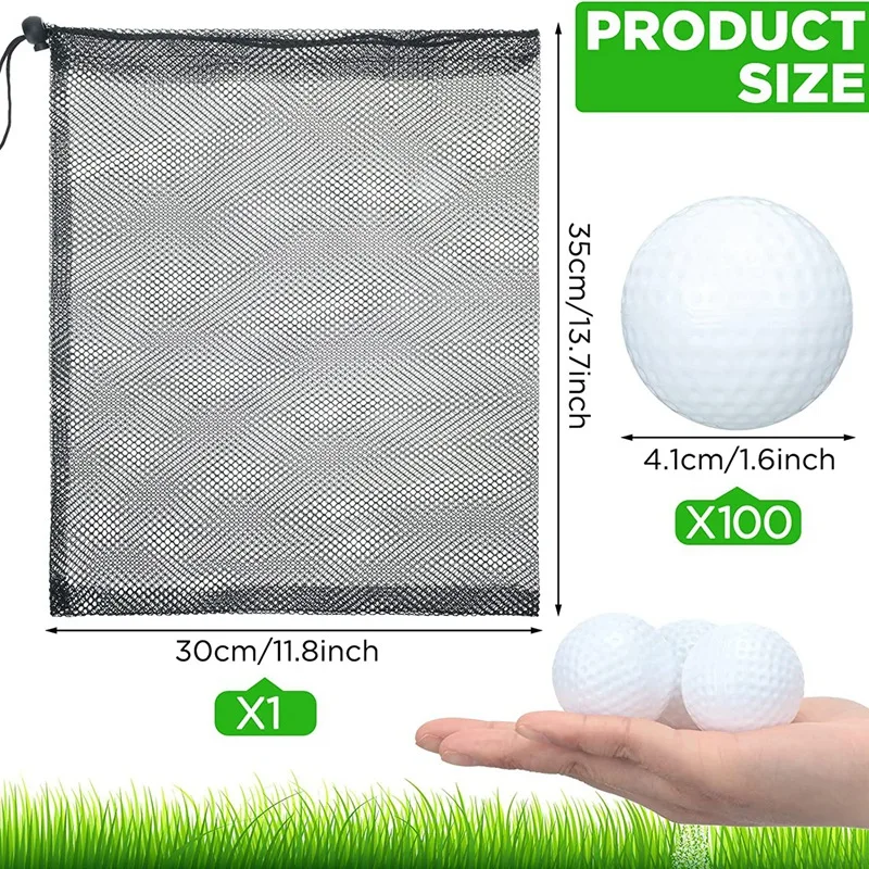 100 Stück Golf Übungs ball hohler Golfball mit Mesh Kordel zug Aufbewahrung taschen für das Training