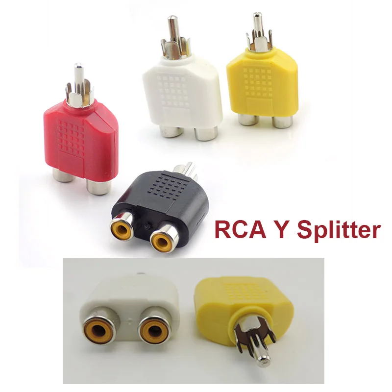 RCA Connector Y Splitter AV Audio Video Plug Converter 1 Male to 2 Female Adapter Kit AV Jack RCA Plug To Double Cable S1