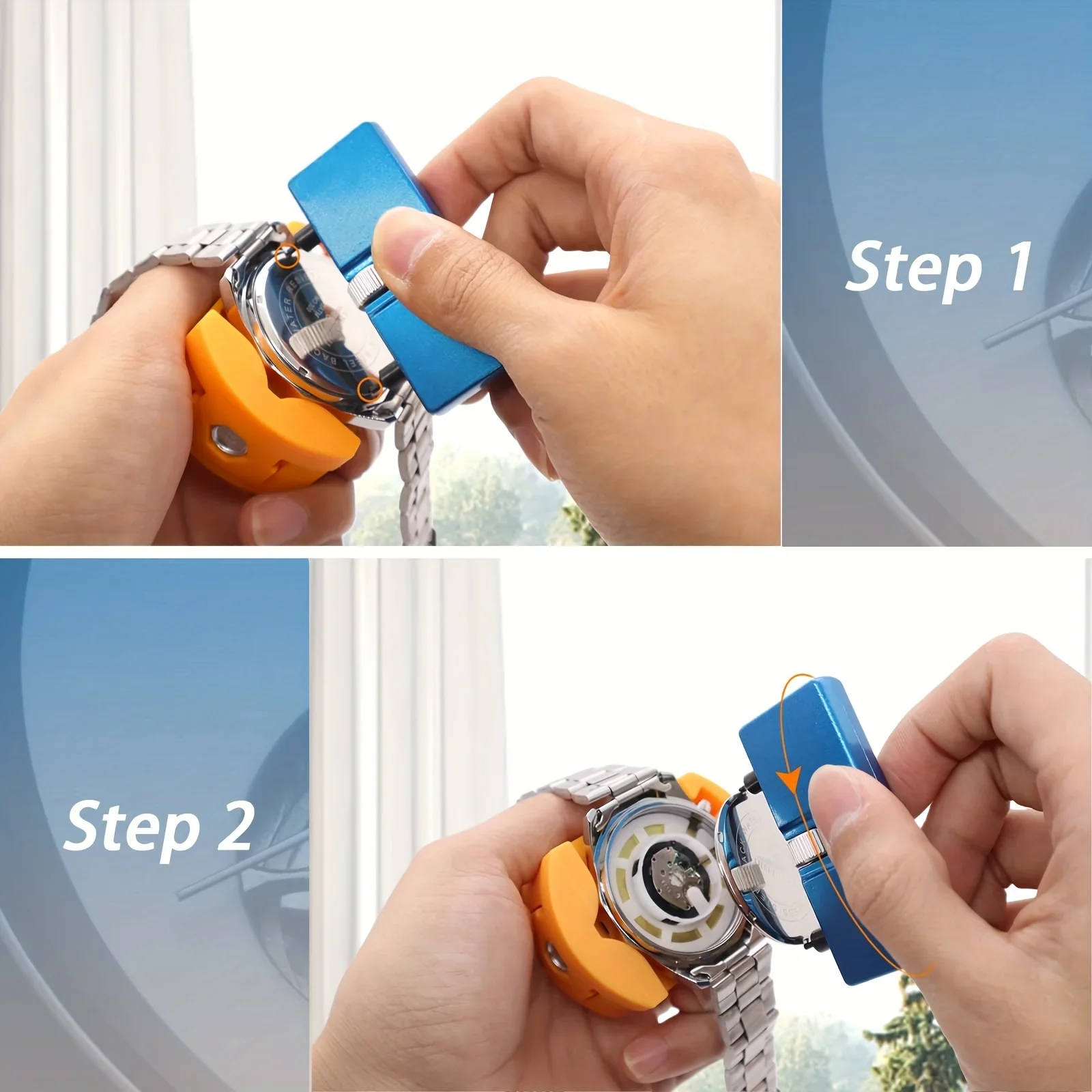 3pcs Watch Battery Replacement Kit, Watch Wrench Back Remover for Rotate Open Watch Cover, Watch Case Opener Set