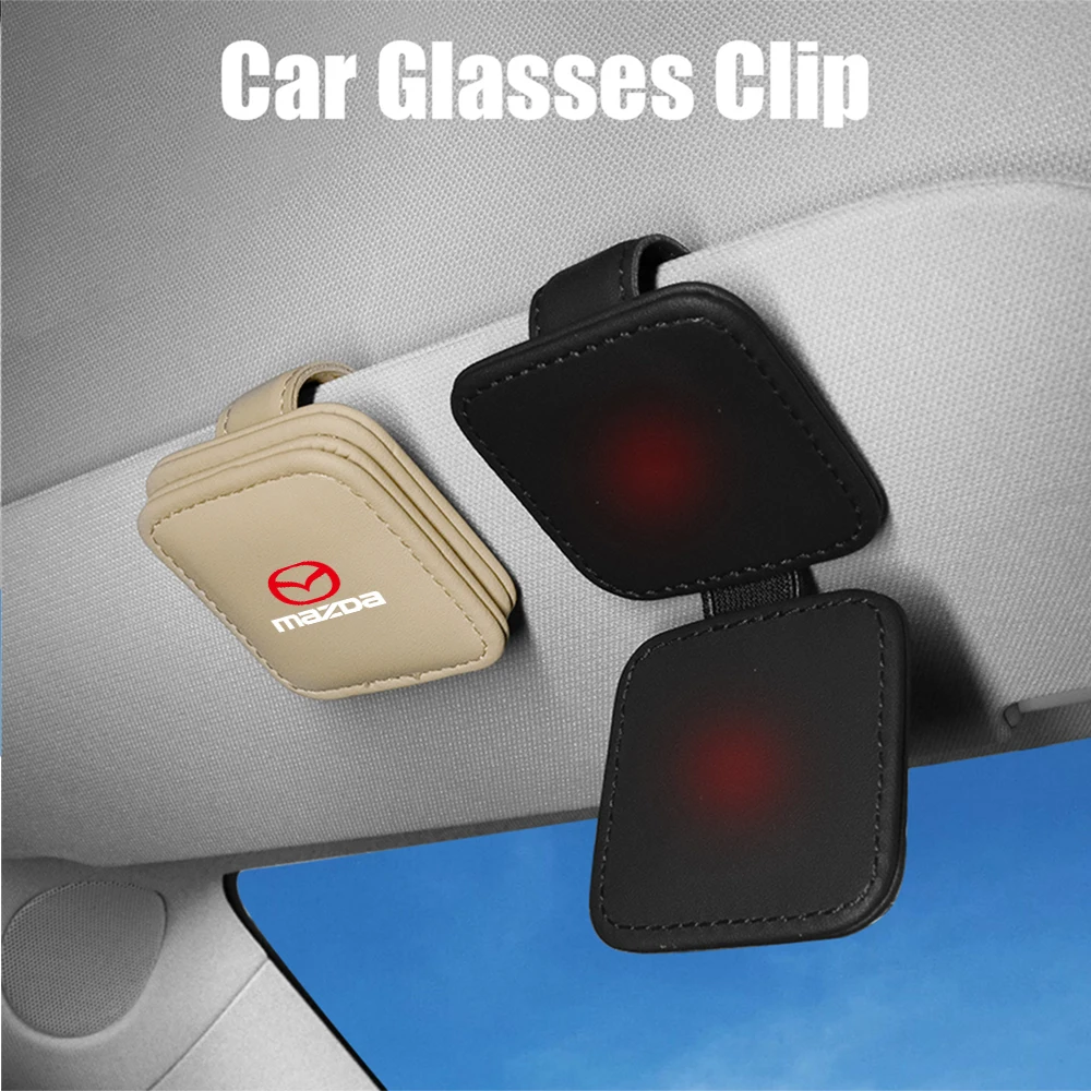 Magnetic Leather Car Eyeglass Hanger Clip Sunglasses Ticke Holder Multi-Function For Mazda 2 3 5 6 7 323 626 RX7 RX8 MX3 MX5 MS