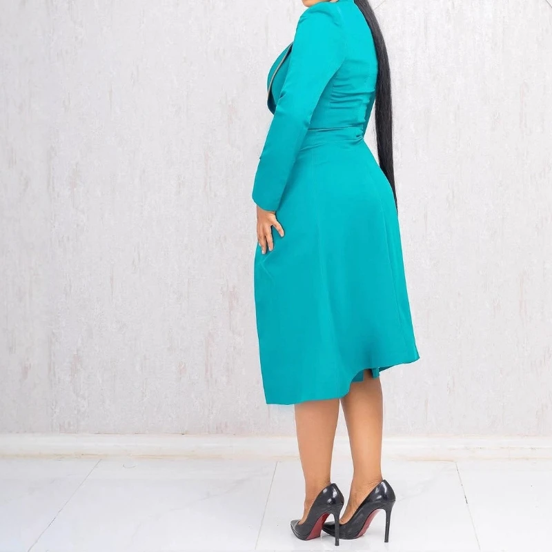 Elegant 2 Pieces Set for Woman Long Sleeves Single Breasted Coats Bodycon Dress Outfits Female Lady Work Vestidos 2026 Autumn