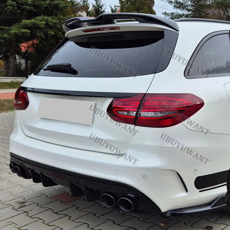 Für Benz C Klasse W205 Reise Version 5 Tür Fließheck 2016 2017 2018 2019 Hinten Stamm Lippe Carbon Faser Flügel spoiler Auto Styling