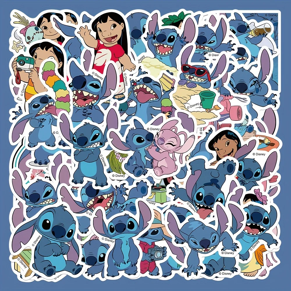 50 PCS Disney Stitch Cartoon Stickers Lilo & Stitch Stickers Mobile Phone Case Laptop Skateboard DIY Stickers Decorative Gifts