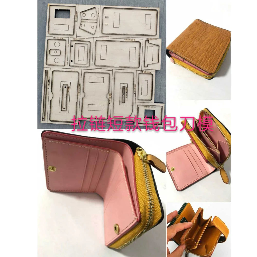 

leather craft template zipper folded wallet card holder die cutting knife mould leather hole punches tool set deri el aletleri