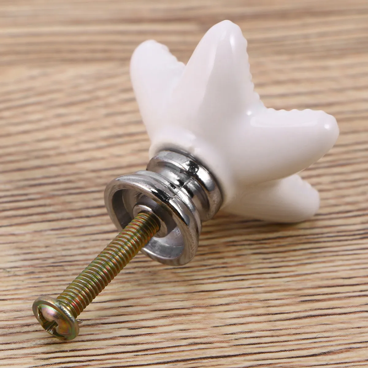4Pcs Star Shaped Ceramic Knobs Zinc Alloy Drawer Pulls Cabinet Hardware for Home Office Furniture Wardrobe Bin Chest Decorative