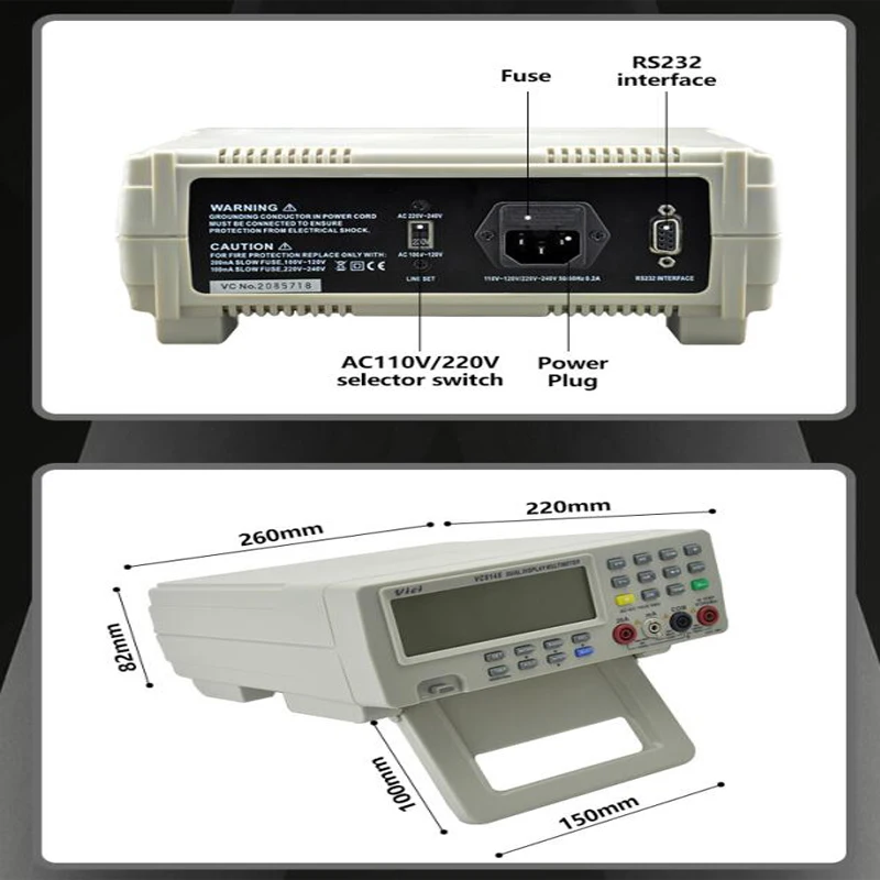 Vici hochwertige multifunktionen desktop digital multi meter dmm vc8145 mit 80000 zahlen dual display und rs232 pc verbinden