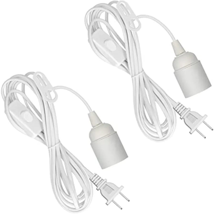 Light Cord 2-Pack Pendant Light Cord Lamp Kit 15Feet Extension Lantern Pendant Lamp Cord Cable E26/ Lamp Kit DIY Plug in Light