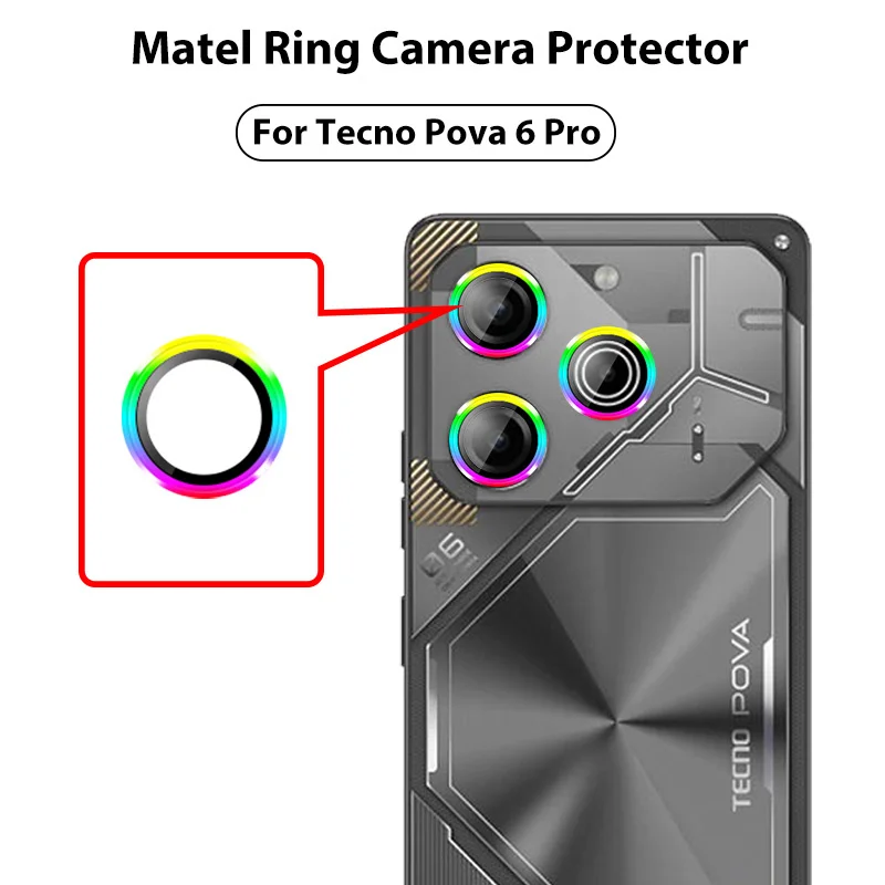 Aluminum Alloy Camera Protective Case For Tecno Pova 6 Pro Pova6 6pro Metal Bumper Tempered Glass Lens Rear Ring TecnoPova6Pro