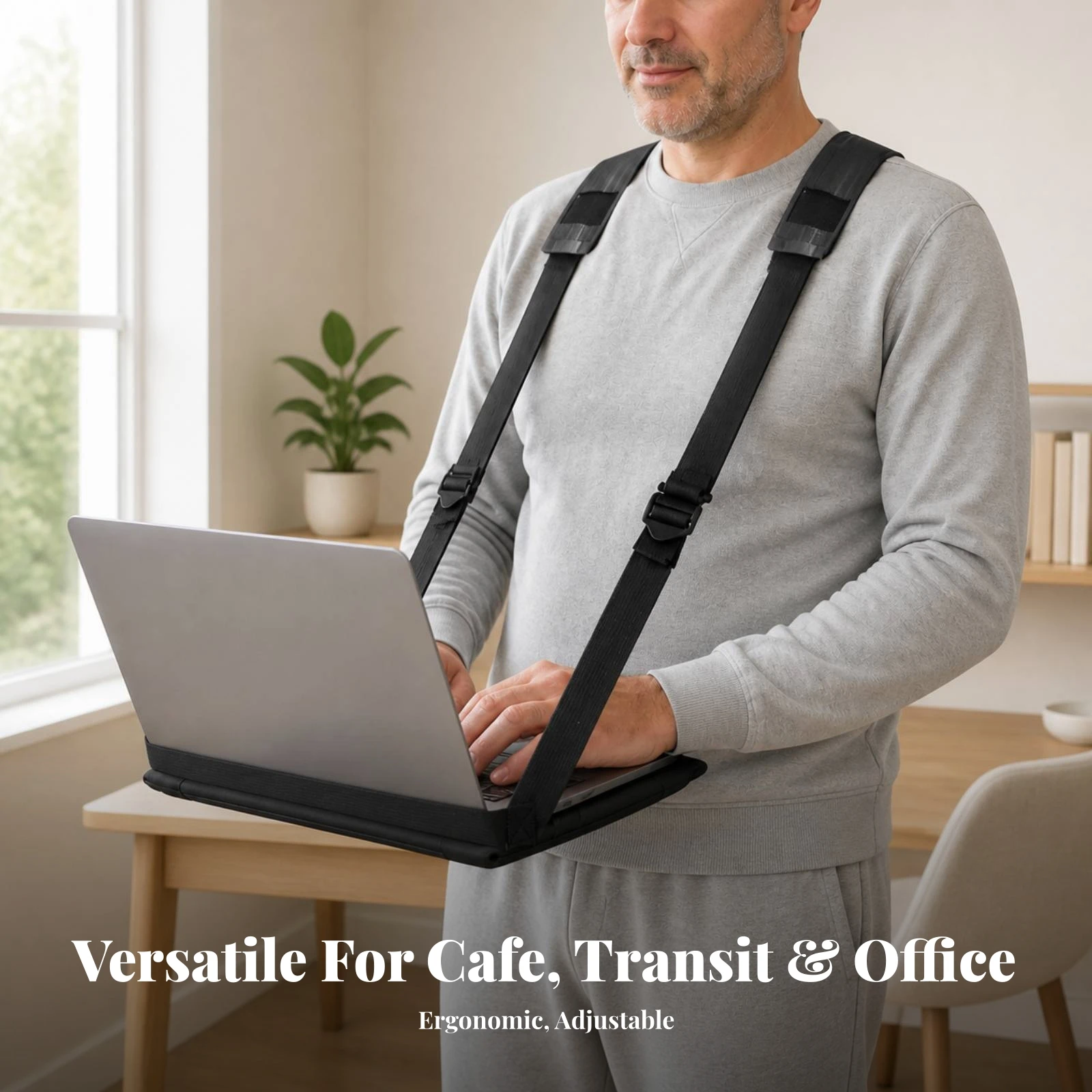 Shoulder Strap Carrier Ergonomic Laptop Carrier with Platform Shoulder Strap Compact for Commuters, Outdoor Work, Commuting