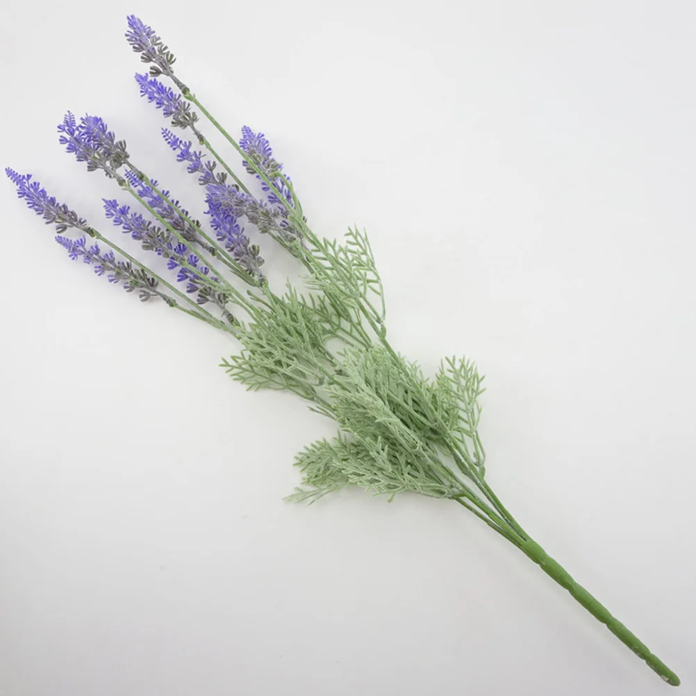 

2 pcs Simulated Lavender Artificial Flowers Purple For Wedding Party Home Office Decor Plastic Flock Finish Handheld Arrangement