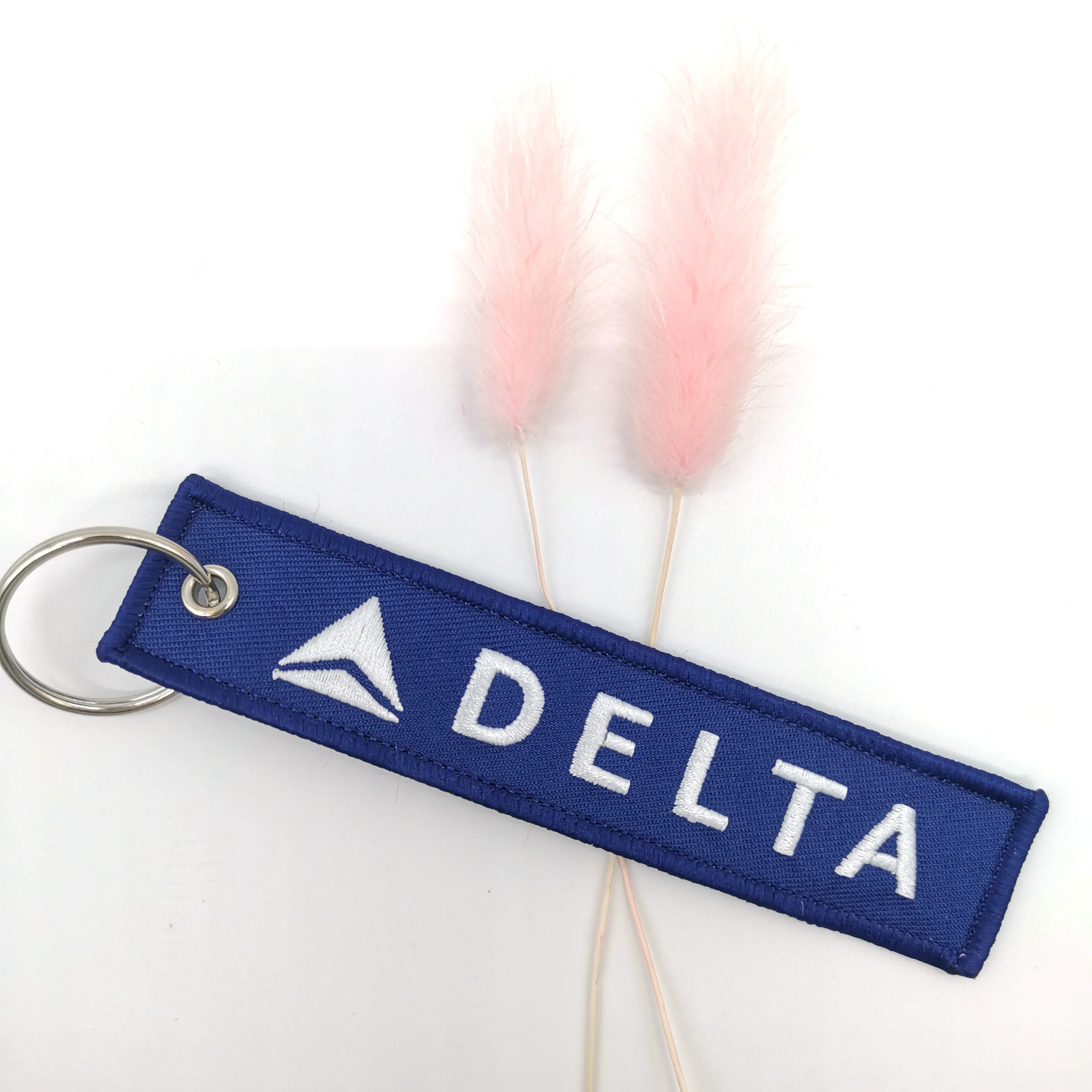 1 PC Blue DELTA Keychain Gift Letter Double Sided Embroidered Metal Keychain Accessory Keychains for Aviator loves