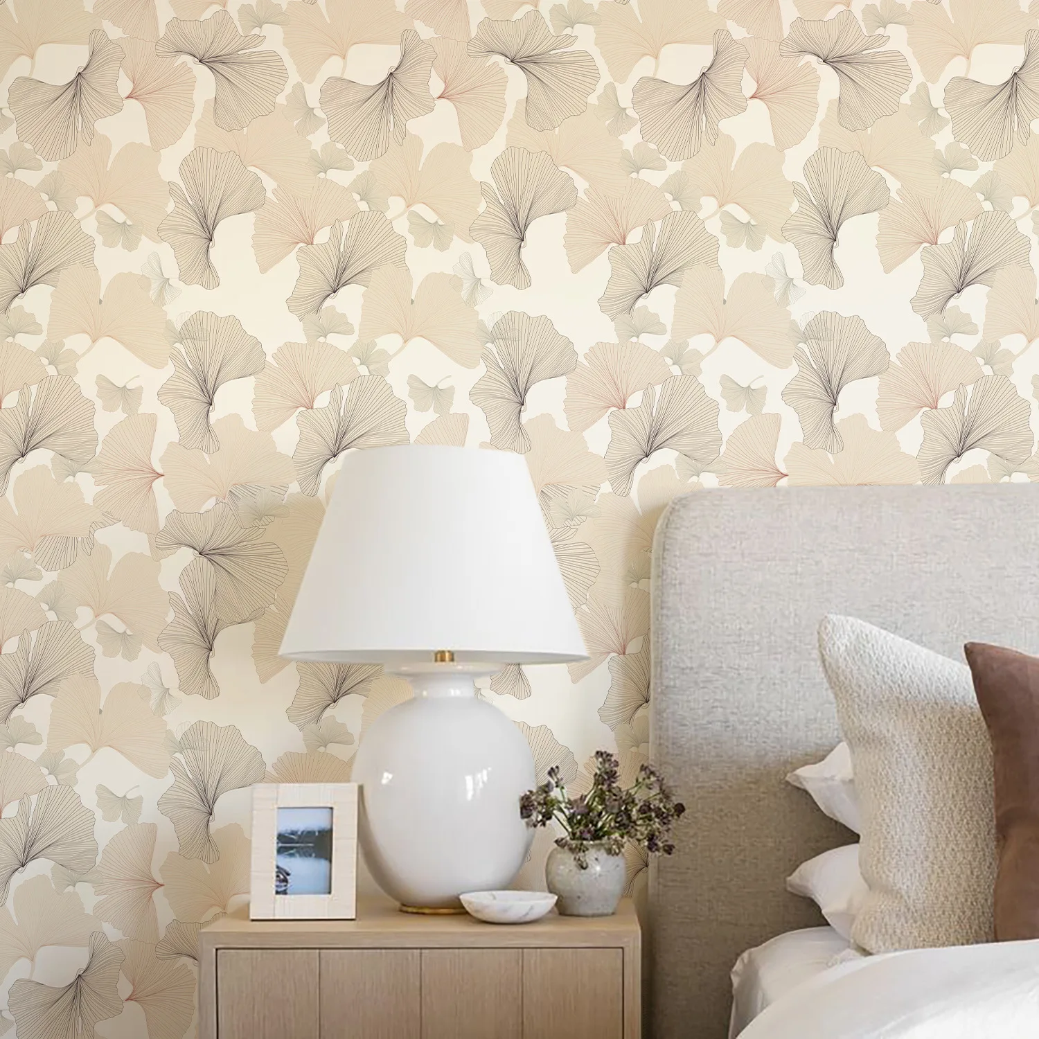 Peel and Stick Wallpaper Ginkgo Leaves Modern Contact Paper for Cabinets Shelf Drawer Self-Adhesive Wallpaper Bedroom Bathroom