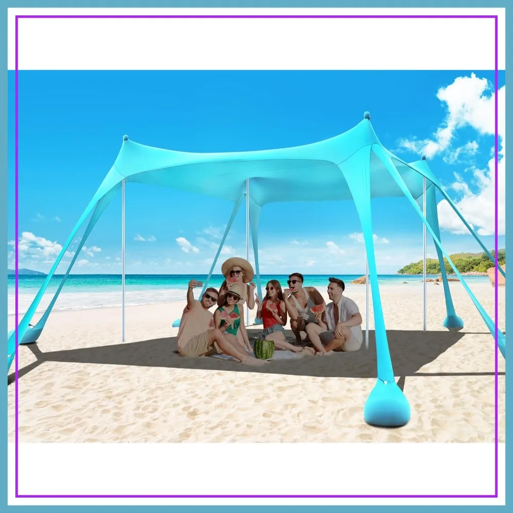 

Beach Tent Sun Shelter UPF50+ 8 Sandbags Shovels Stakes Poles Canopy Camping Fishing Picnic
