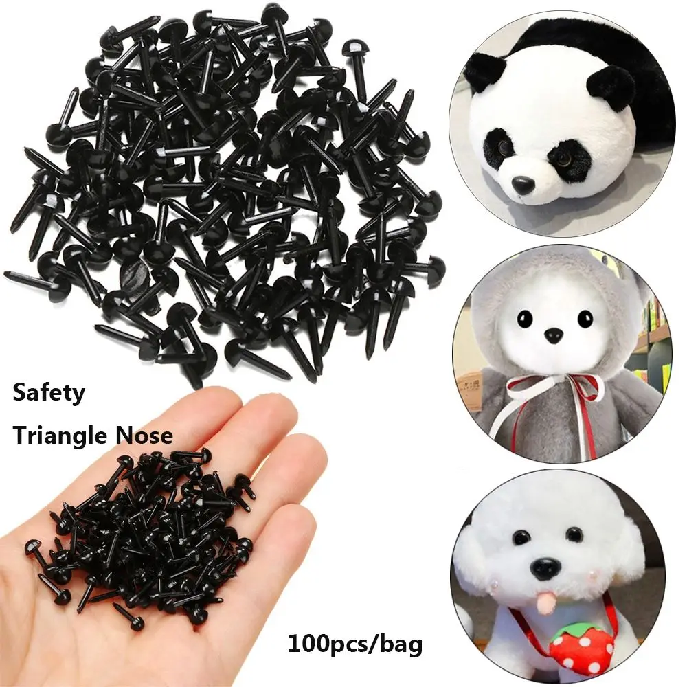 Mini nez triangulaire de sécurité pour chien en peluche, accessoires noirs, yeux à beurre farcis, 4,5x5,5mm, sac de 100 pièces