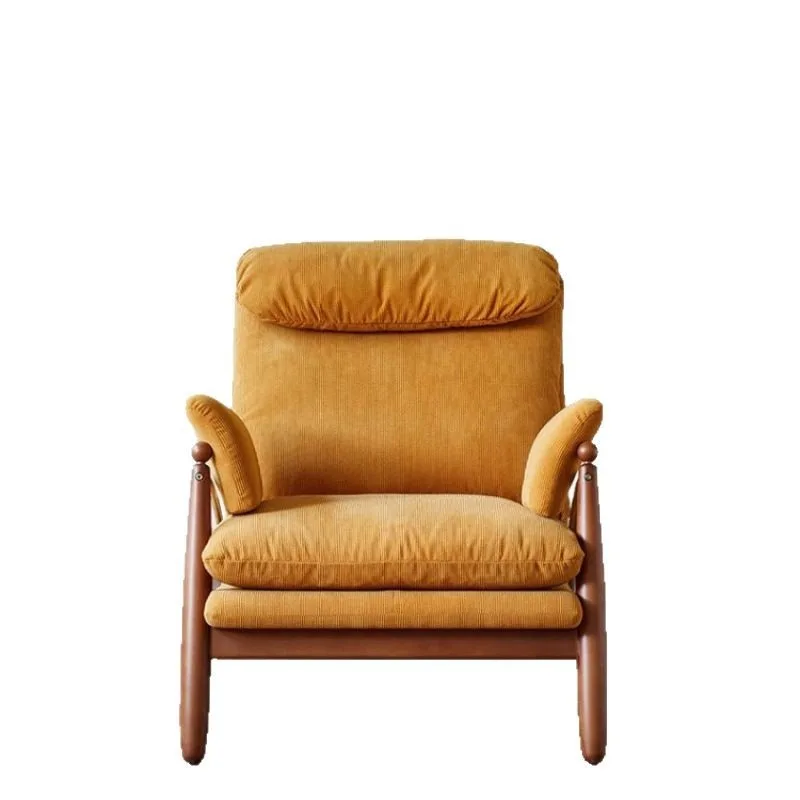 Retro single sofa chair Home living room Lazy armchair Adjustable recliner Balcony Leisure chair with pedals