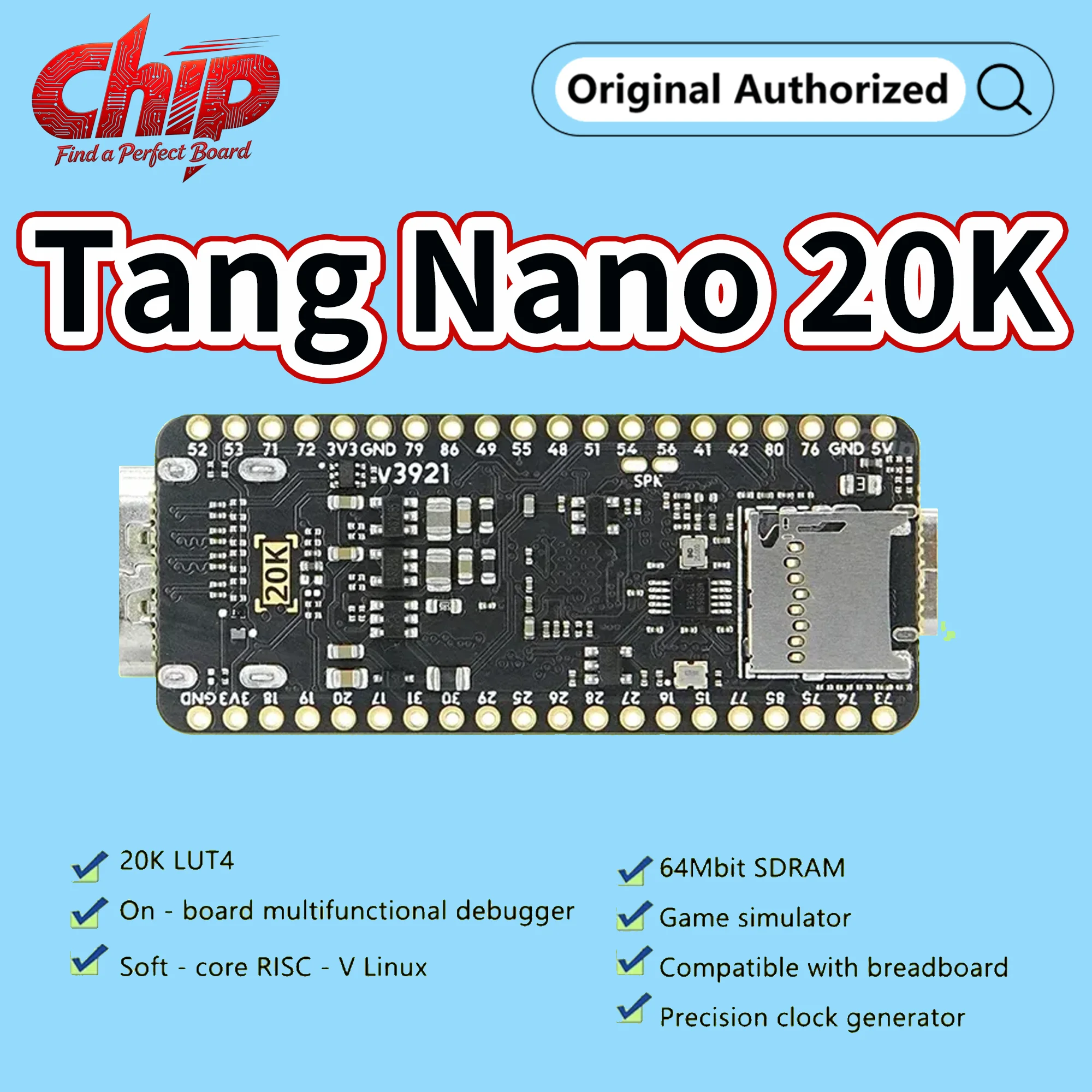 Original Tang Nano 20K FPGA Board RISCV Linux Retro Game Player Open-Source Emulator Linux MINI GW2AR-18 GOAI Gowin