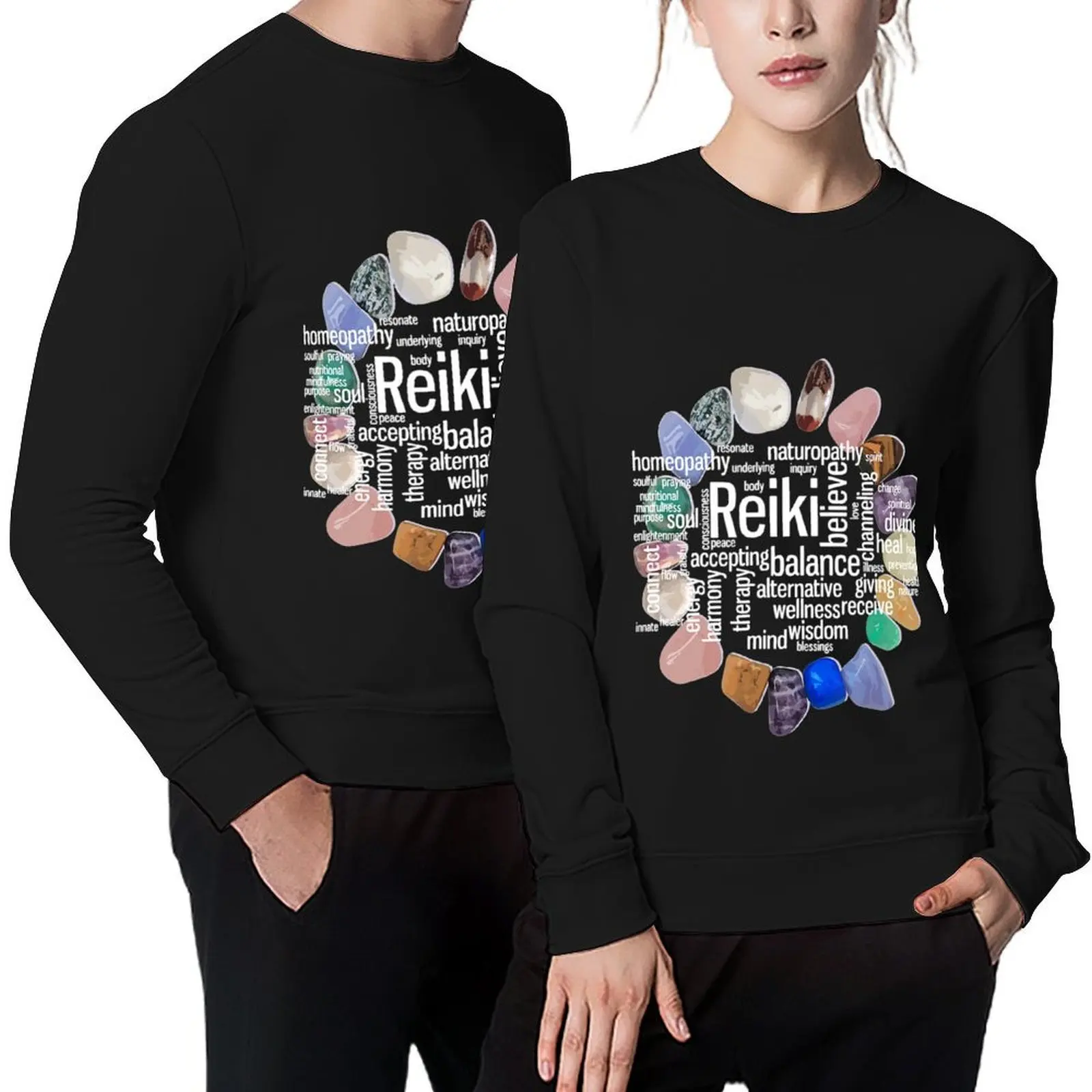 

Reiki Terms Wordcloud Crystal Energy Stone Trending Pullover men's clothing anime clothing autumn new sweatshirts