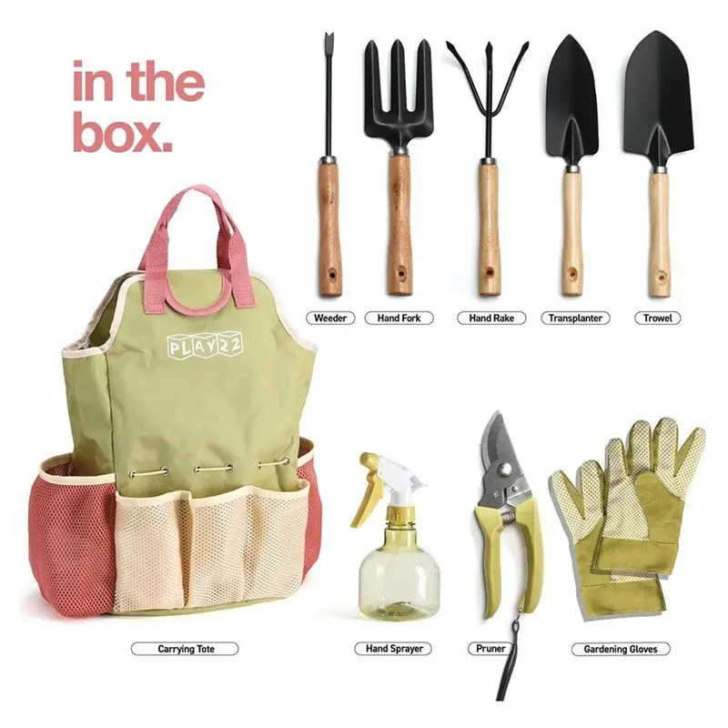 AC23-Gardening Tools Set Of 10 - Complete Heavy Duty Garden Tools Set