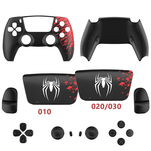 Imagen 2 del producto 18-1araña limitada para controlador PS5, carcasa para panel táctil, cubierta de mando, placas delanteras y traseras de repuesto, funda con mango para BDM-010/020/030
