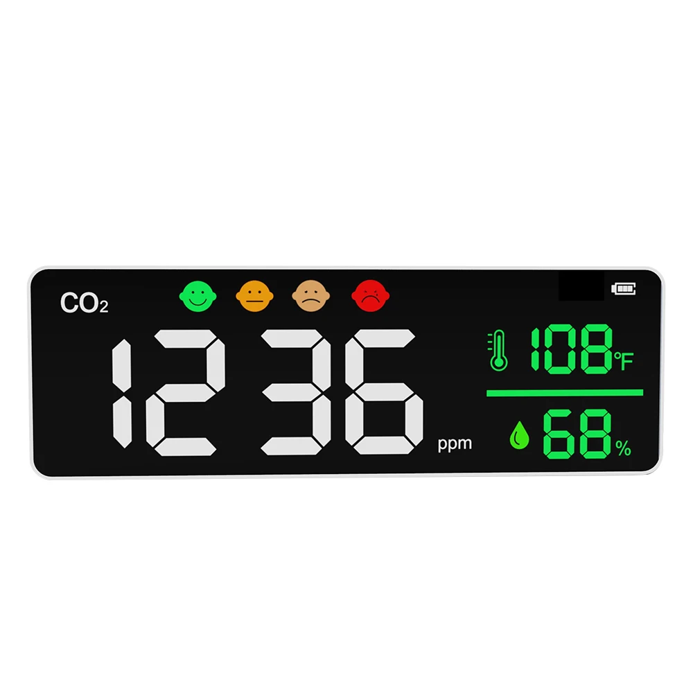 

С CE ROHS Белый Перезаряжаемый USB Настенный Инфракрасный Высокоточный Co2 Измеритель Сигнализации Детектор Монитор Качества Воздуха CO2