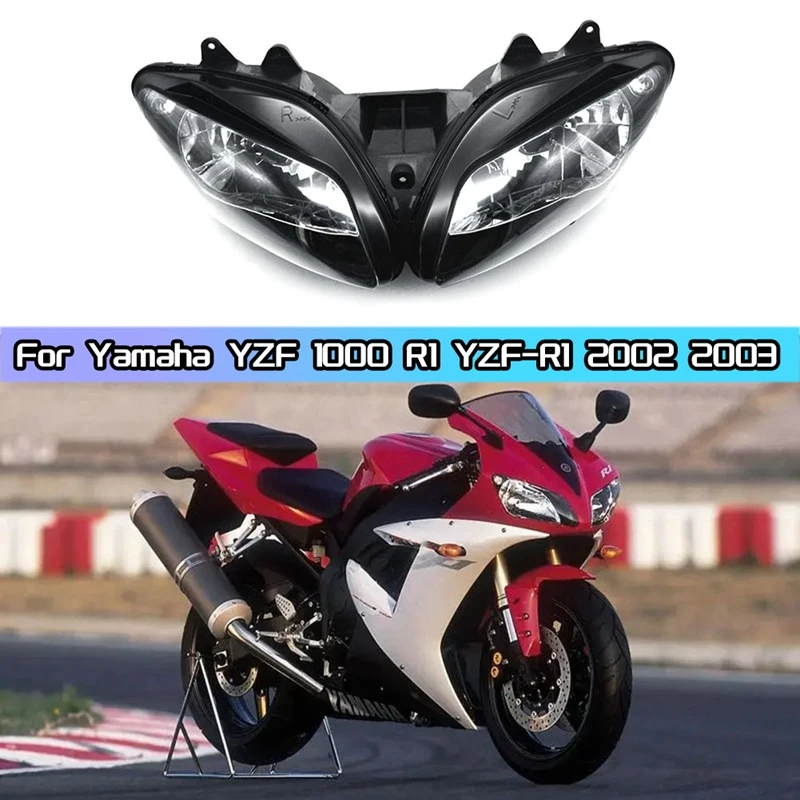 

Передняя фара для мотоцикла, передняя фара, запчасти для фар Yamaha YZF 1000 R1 YZF-R1 2002 2003, сборка фар, 1 комплект