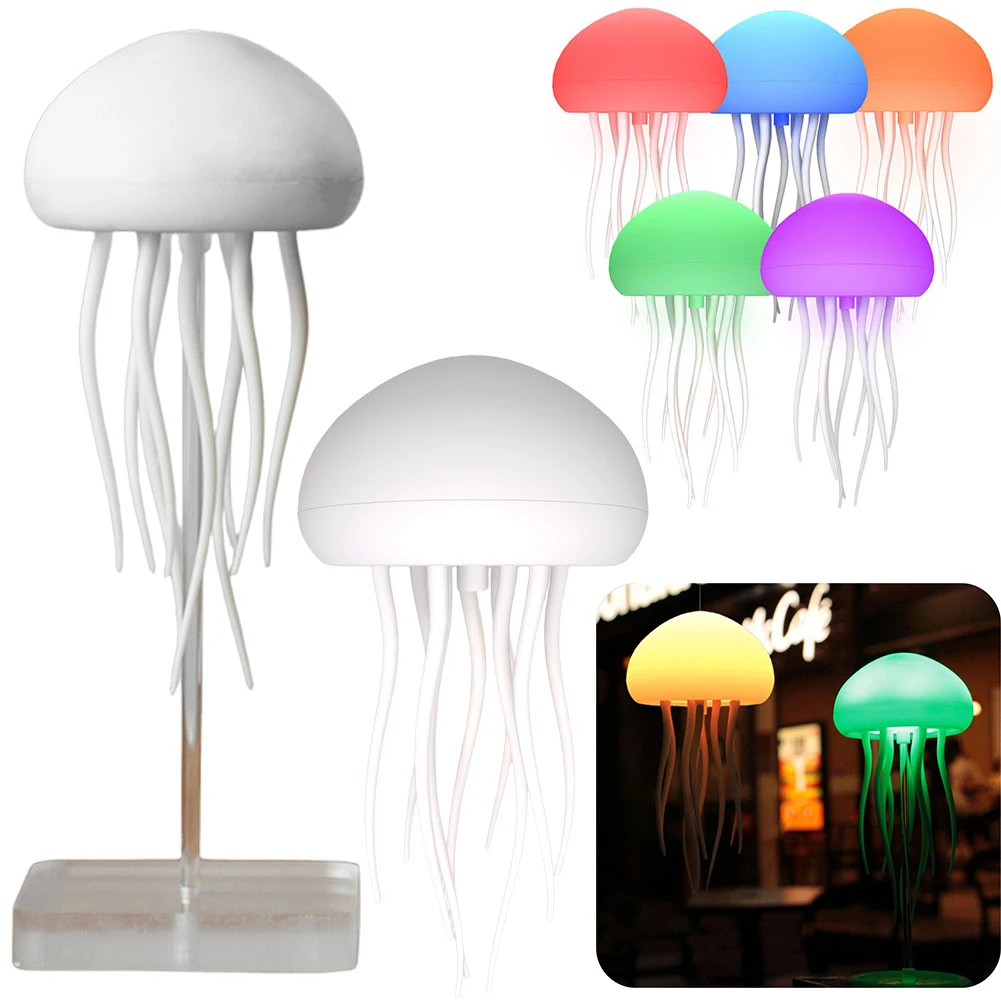 

Jellyfish Pendant Lightings Voice Control Type-C Charging LED Smart Jellyfish Night Light RGB Flexible Tentacles Bedside Lamp