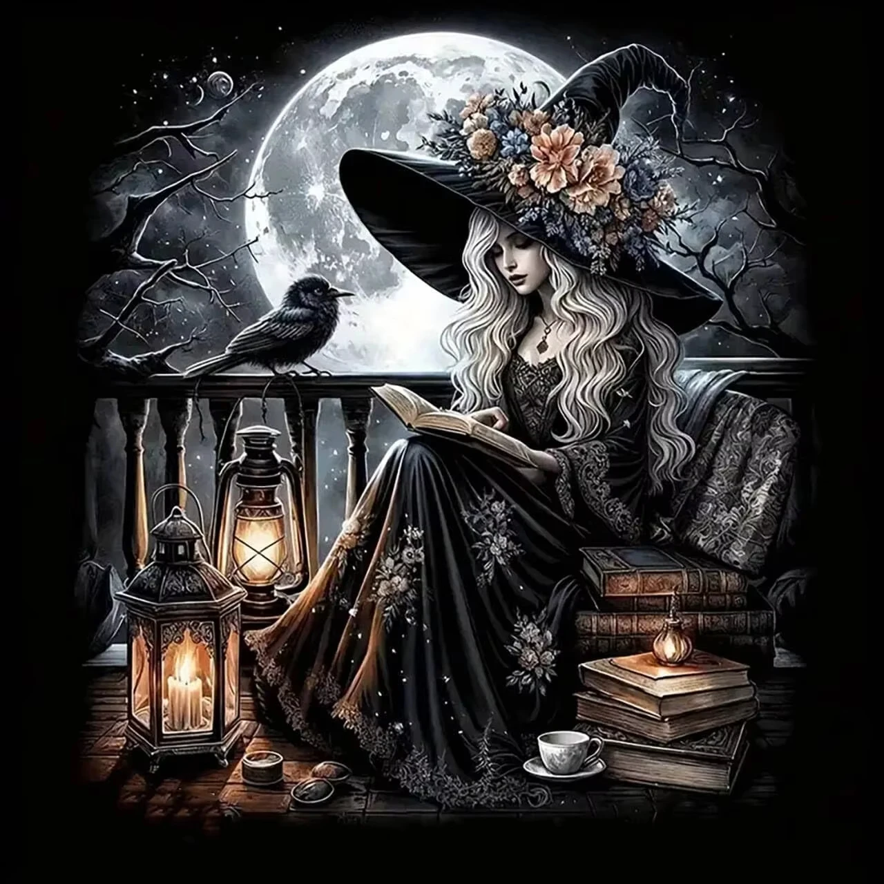 5D DIY Skull Diamond Painting 2026 Full Square Round Halloween Witch Crow Art Set Picture Of Rhinestones Home Decor