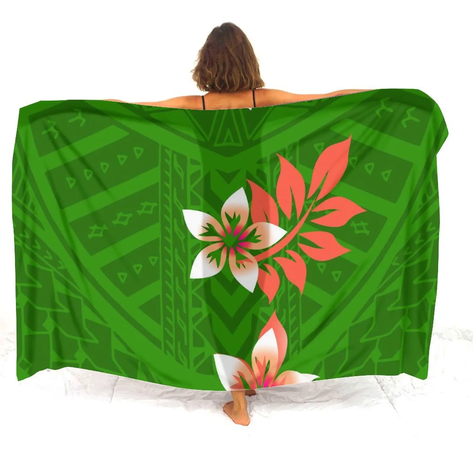 Sarong aangepaste Hawaiiaanse eilanden Art Print Polynesische dames zomer eendelige jas strandstijl sexy bikinijurk op maat