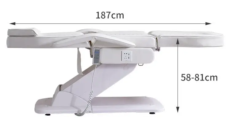 Foldable 3-Motor Manual Lift Massage Bed With Metal Frame And Buff Synthetic Leather For Salon Spa Tattoo Studio