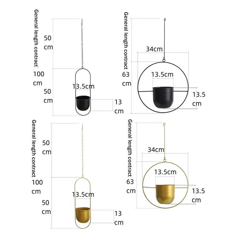 Hanging Planter Pot Baskets Minimalist Plant Pot Container Metal Hanging Flower Pots For Indoor Outdoor Garden Easy Install