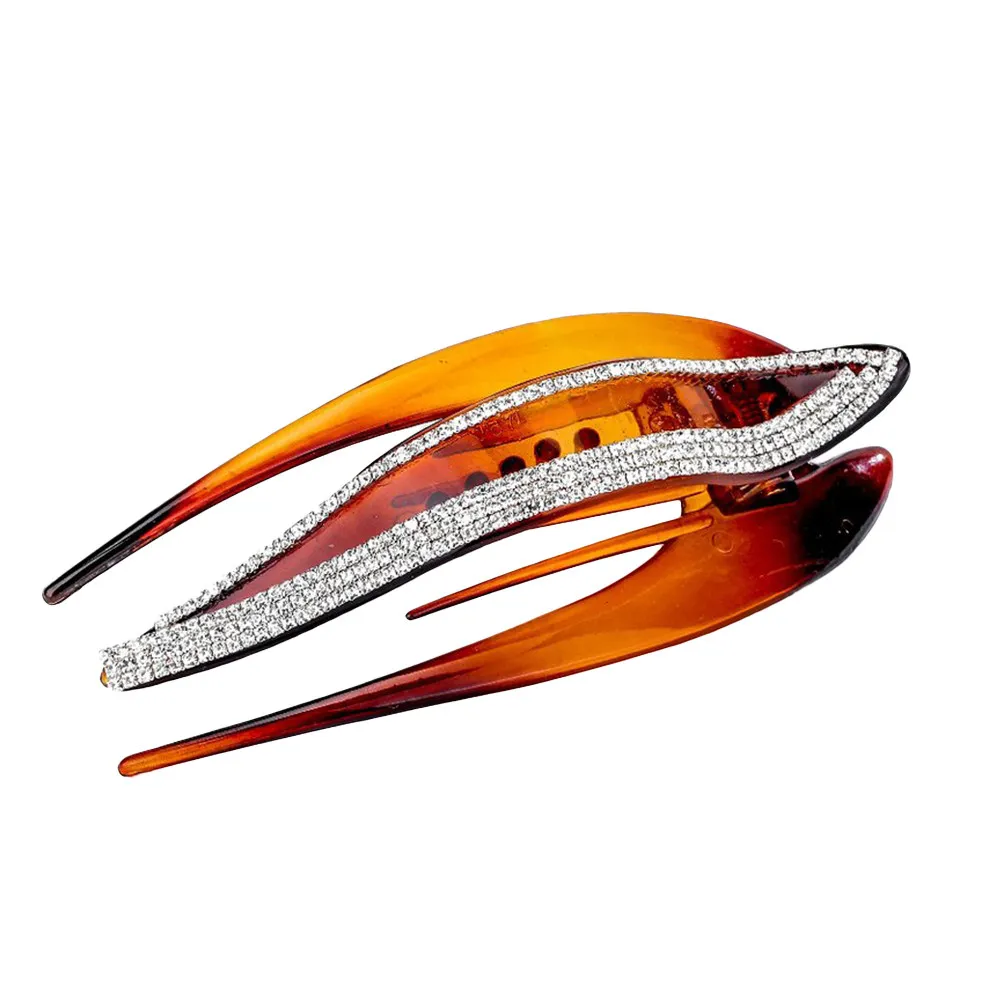 

1Pcs Duck Clip Rhinestone Decor Hairpin Brown Elegant Hair Accessory for Women Girls Party Daily Travel Festival Updo Headwear
