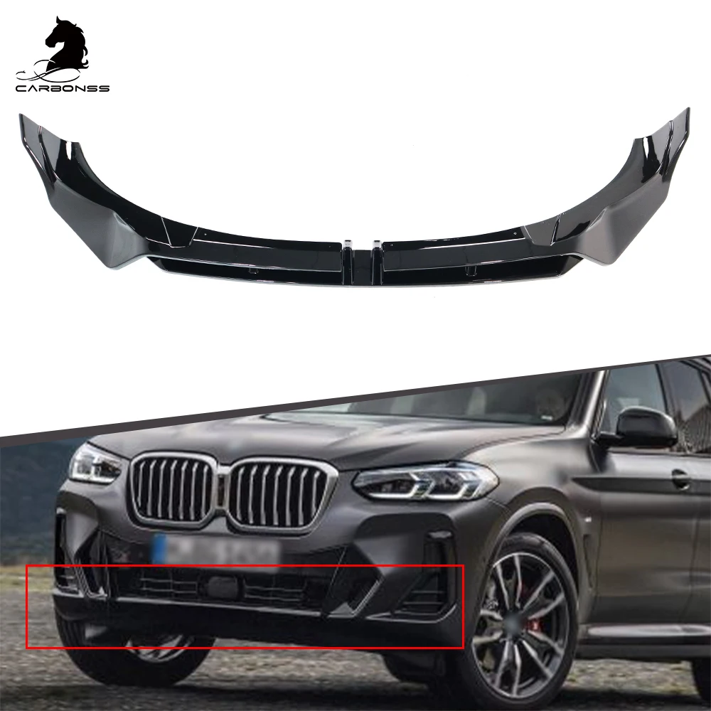 ABS glossy black front bumper  splitter  lip for  X3 X4 G01 G02 2021+