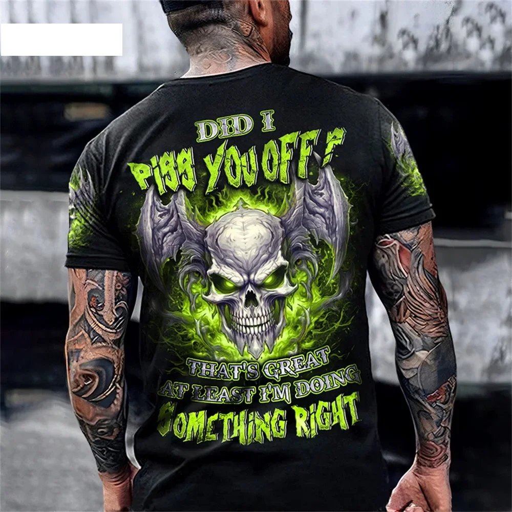 Men's Skull Pattern 3D Print Clothes Cool personality Graphic Tees Men's Summer Clothes Male Short Sleeve Tee Skull Oversized Te