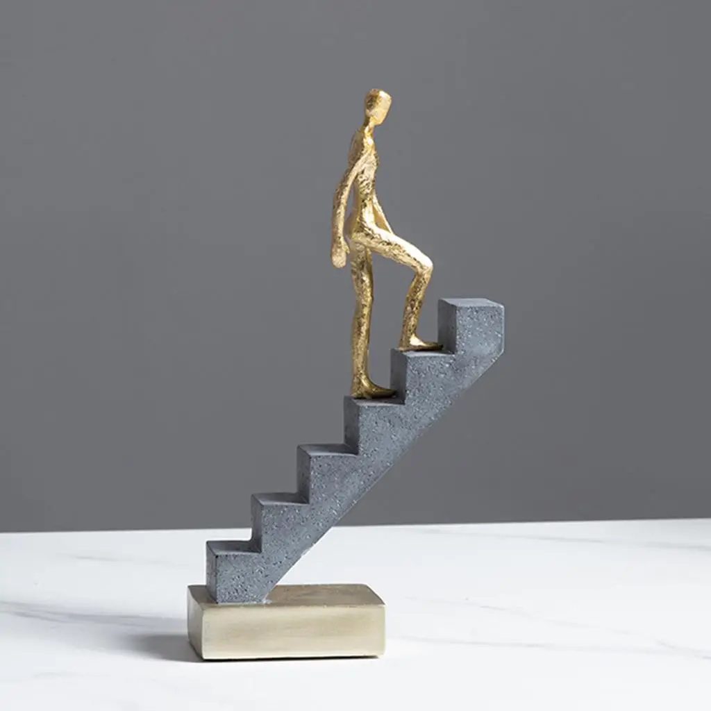 Stairs Thinker Sculpture Figurine Statue Decorative Bookcase Tabletop Decor