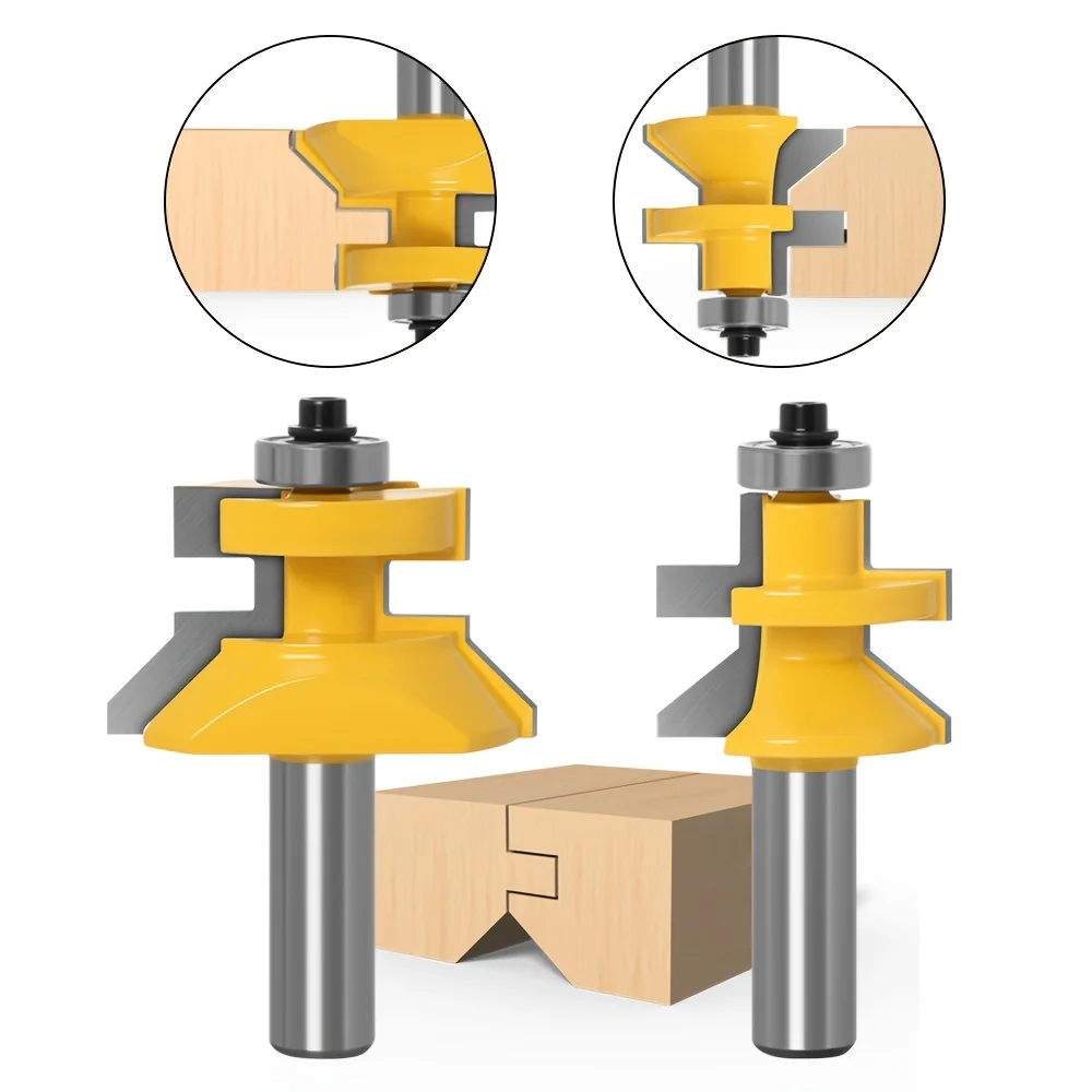 

2 шт., 8 мм, набор фрез с шиповым шарниром с хвостовиком, 1/2-дюймовый резак для панелей с хвостовиком, резак для пола, станки для резьбы по дереву.