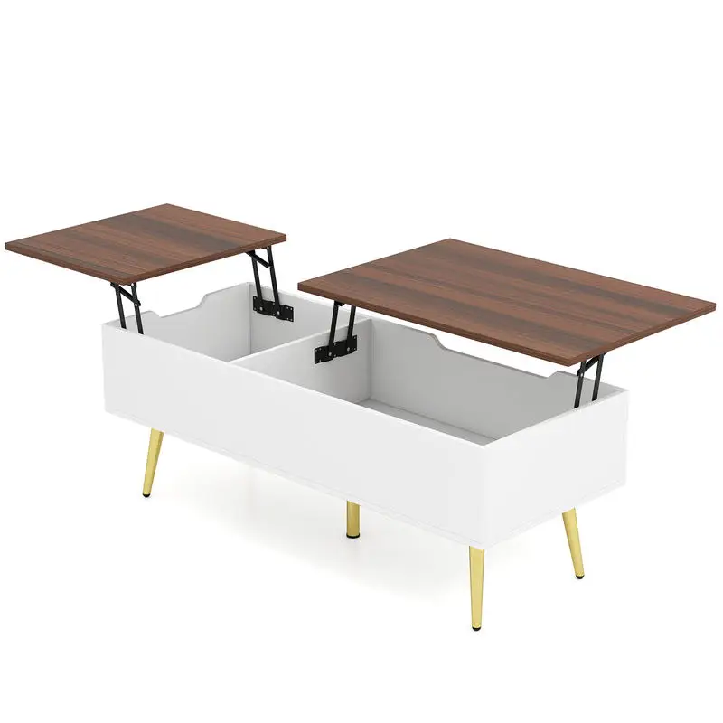 

47 Inch Lift Top Coffee Table with 2 Hidden Compartments-Walnut
