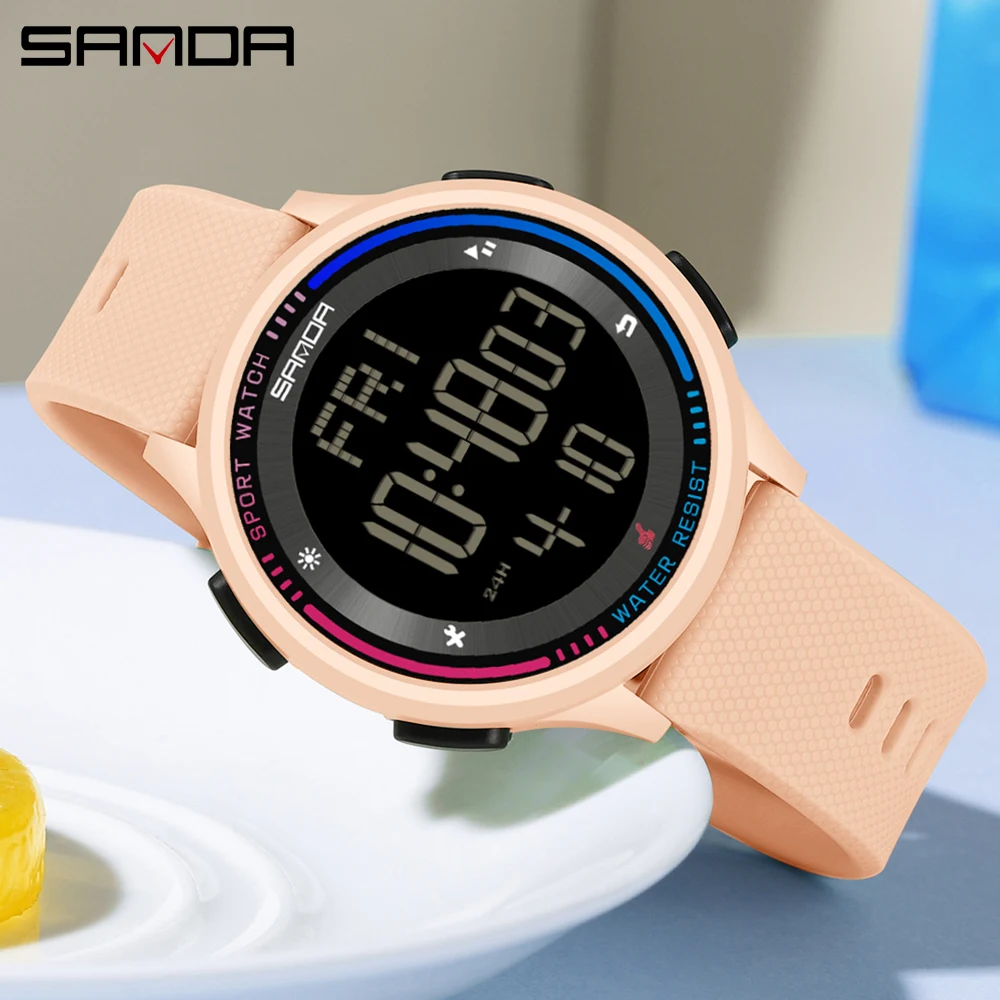 SANDA 6158 ファッション防水スポーツモード腕時計ストップウォッチキッズ子供デジタルムーブメントティーンエイジャー学生腕時計時計