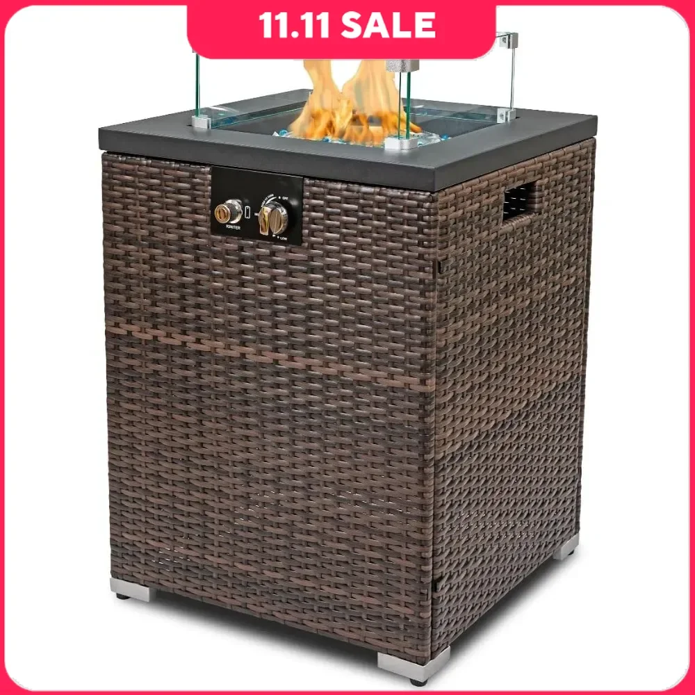 

Fire Pit Table 22in Outdoor Propane Gas Fire Pit Table 40,000 BTU Auto-Ignition Gas Firepit with Glass Wind Guard Fire Pit