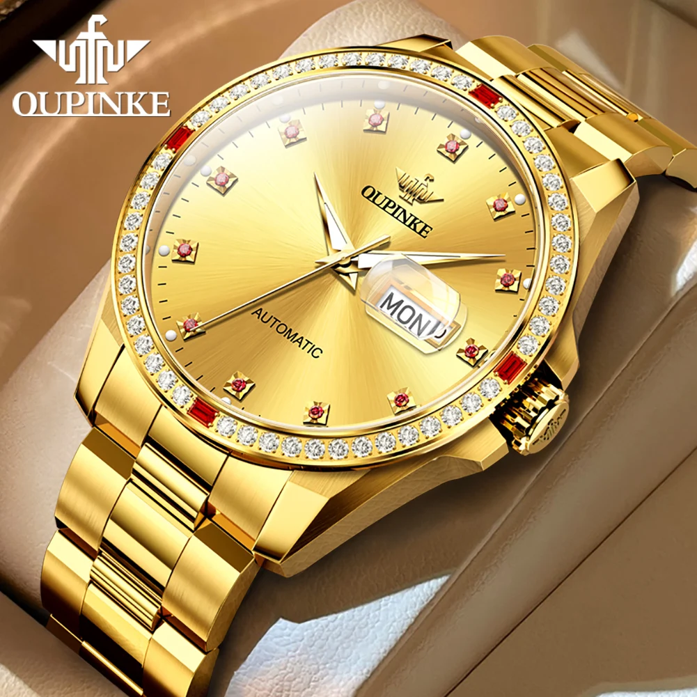 OUPINKE 3261 Luxury Business High Quality Mens Watch Automatic Mechanical Watch 50M Waterproof Day Date Watch Gifts Reloj Hombre