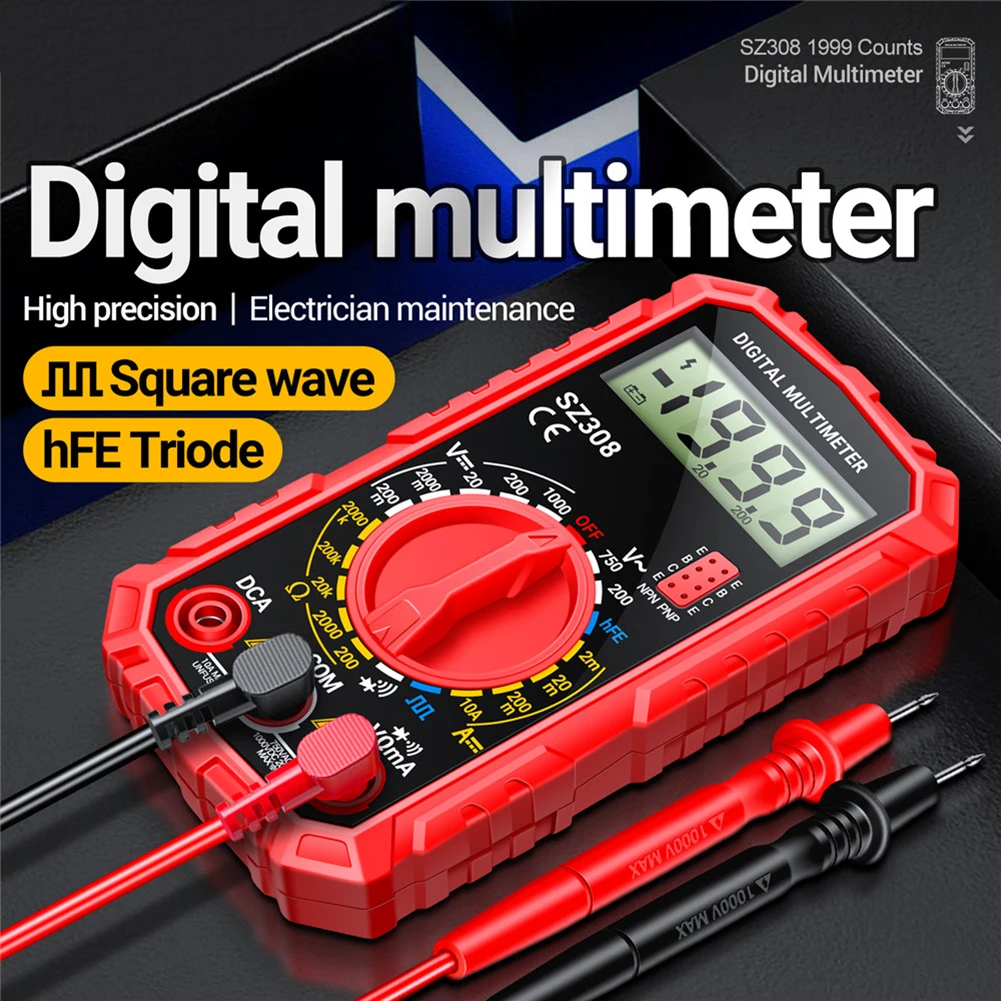 

ANENGs SZ308 Square Wave Digital Multimeter 1999 Counts HFE Triode Buzzer Tester AC/DC Voltage 10A Current Multimeters Meter
