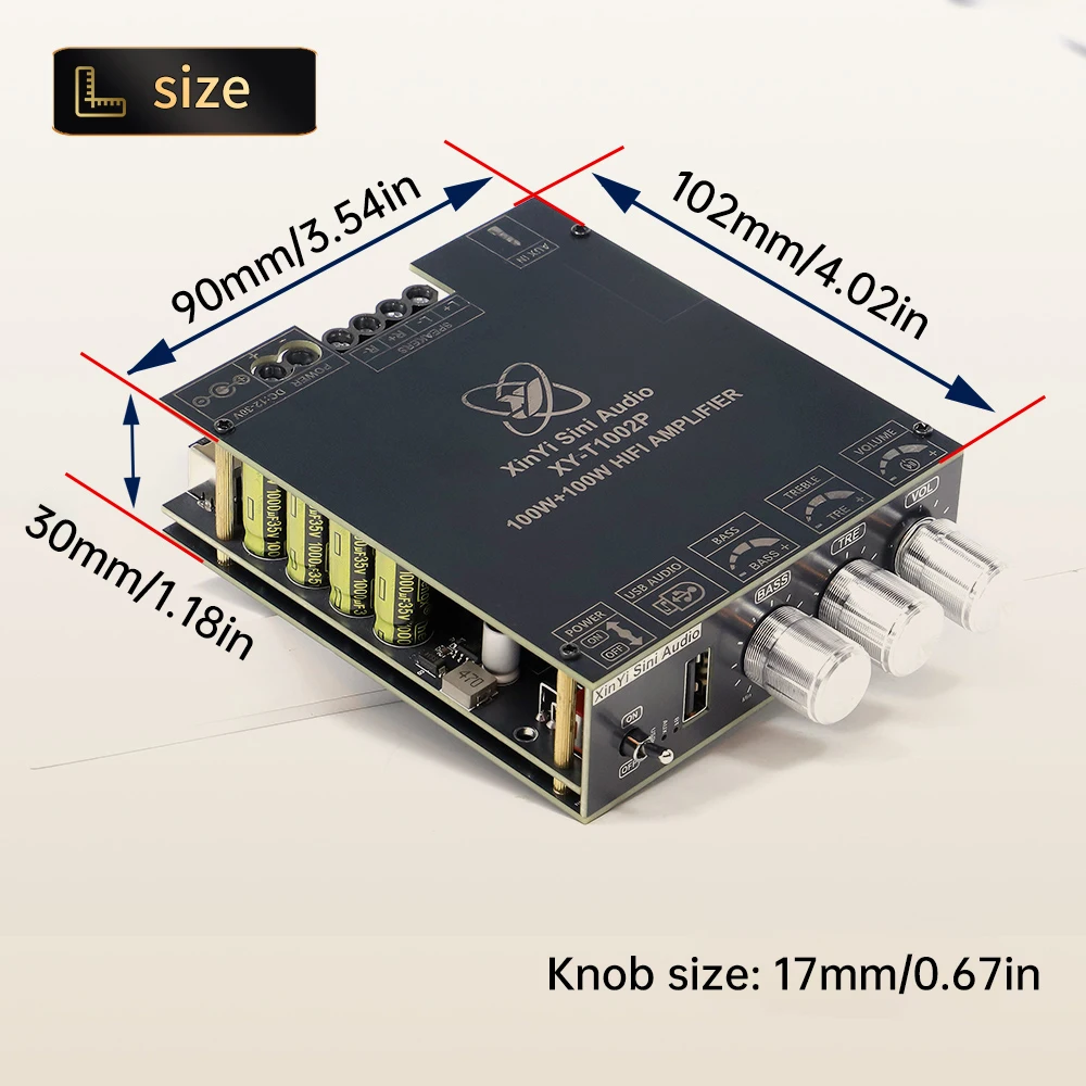 XY-T1002P Upgraded Version DC12-30V BT Digital Amplifier Board 100W * 2 Stereo High And Low Frequency Adjustment TPA3221 Chip