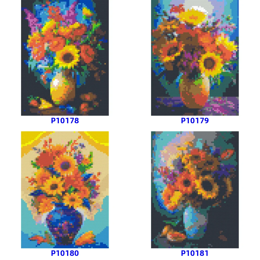 Vase DIY Building Blocks Home Decorative Painting Colorful Flower Mosaic Pixel Art Picture For Girls Unique Gifts Photo Custom