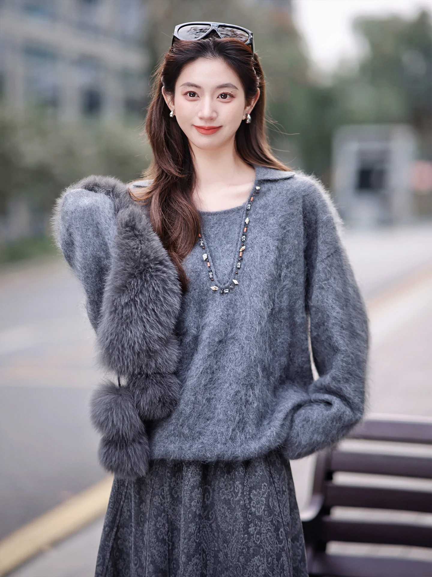 

Свитер ручной работы с бисером и стразами из 100% шерсти кашемира, простой, повседневный, с длинными рукавами, стандартной длины