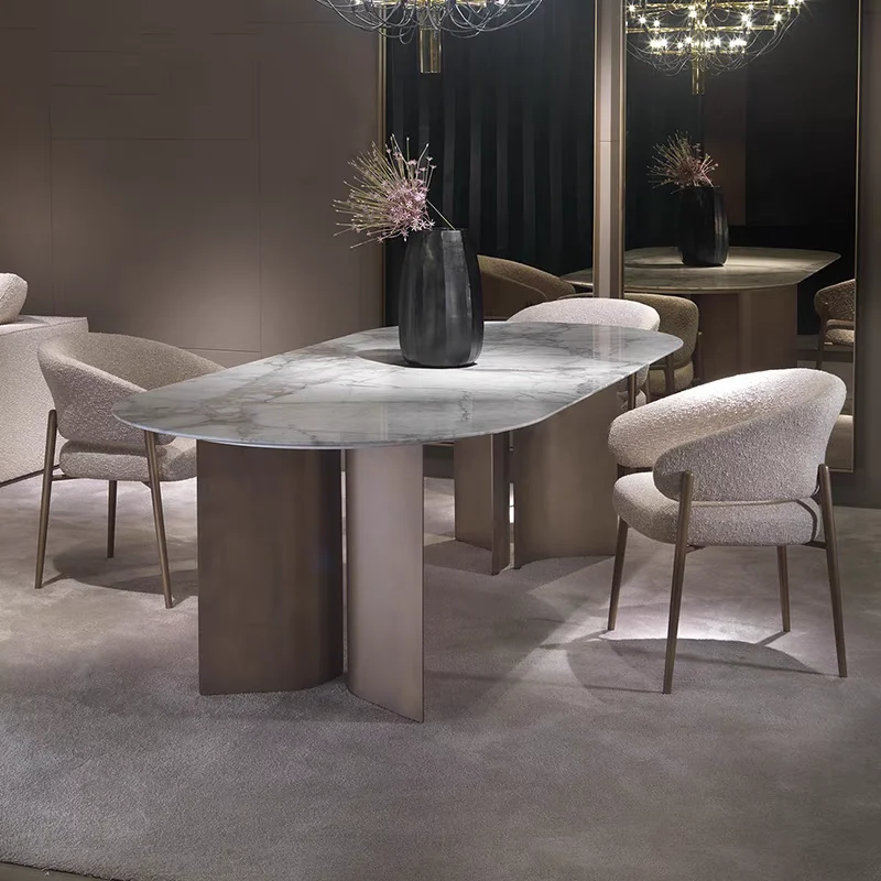 كراسي تناول الطعام المخملية الخفيفة الفاخرة لغرفة الطعام الفاخرة وغرفة المعيشة كرسي المطبخ الأنيق Y Hermoso أثاث غرفة الطعام #3