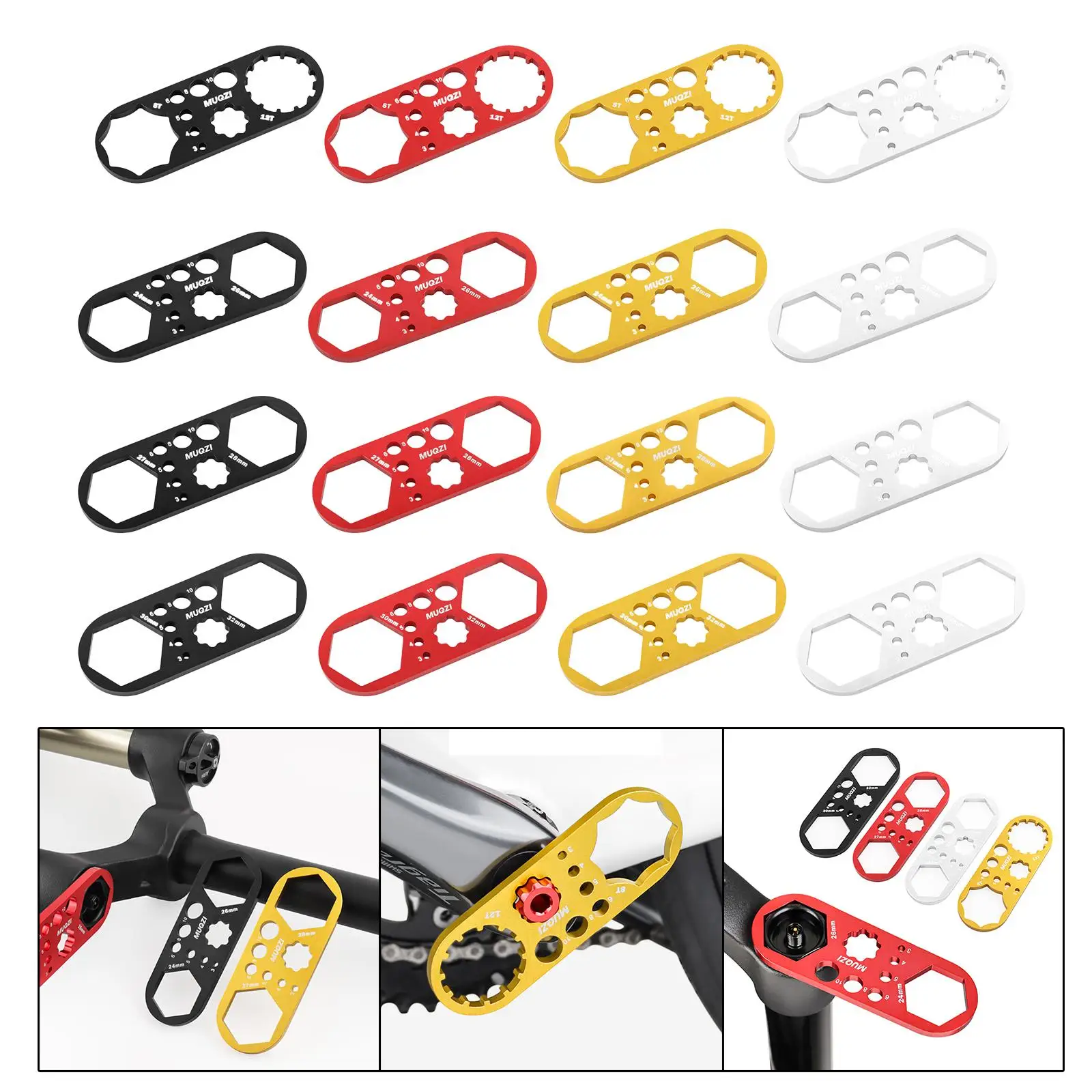 Bicycle Fork Cap Wrench Spanner Aluminum Alloy Sturdy with Thread Measuring Hole Bike Repair Tool Bike Front Fork Caps Wrench image 3